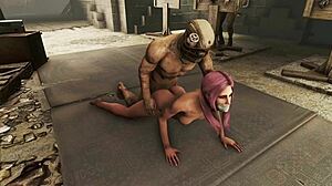 Fallout 4: BDSMでピンクの髪のキャラクターとのダークファンタジーの探求